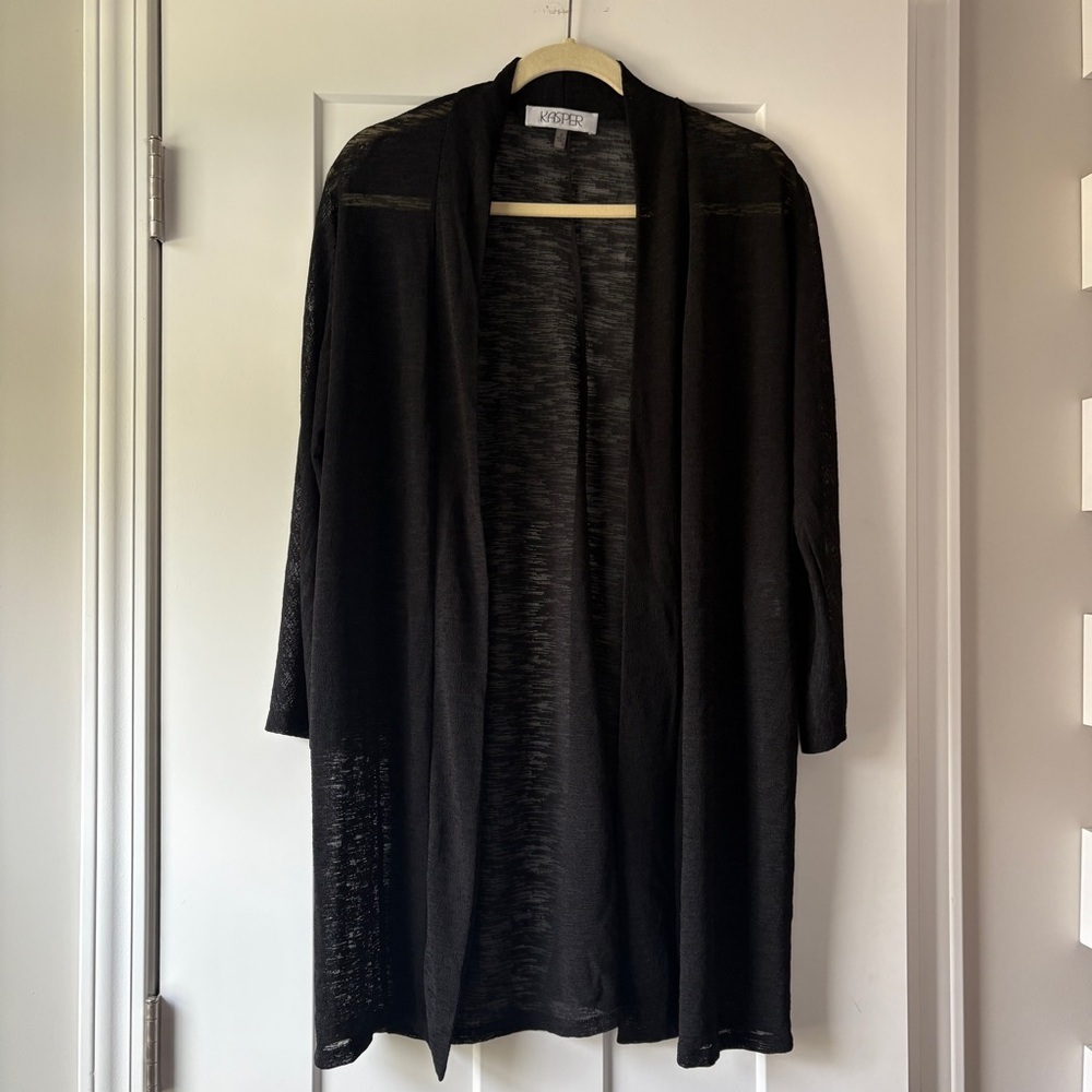 Kasper Sheer Long Line Open Cardigan